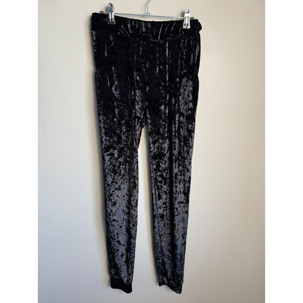 12PM by Mon Ami Womens Black Velvet Jogger Pants S Holiday Lounge Chic